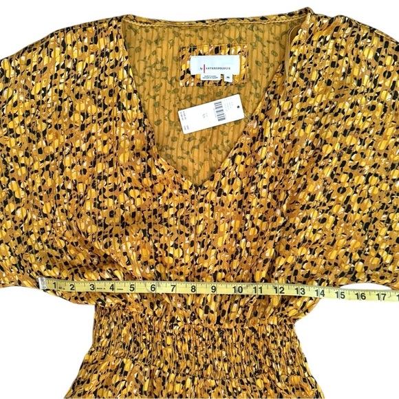 Anthropologie NWT Marigold Midi Dress Yellow Floral Flowers Midi Long Sleeve XS - Picture 4 of 8